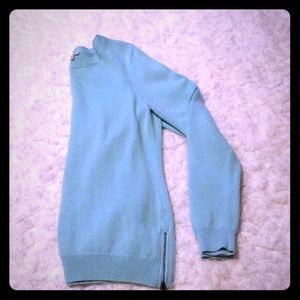 Blue Talbots wool sweater w bottom zipper detail